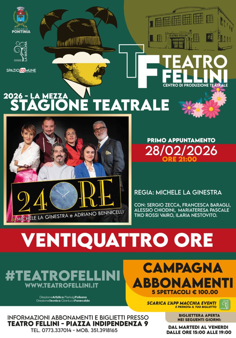 Teatro Fellini, debutta “Ventiquattro Ore” di Michele La Ginestra